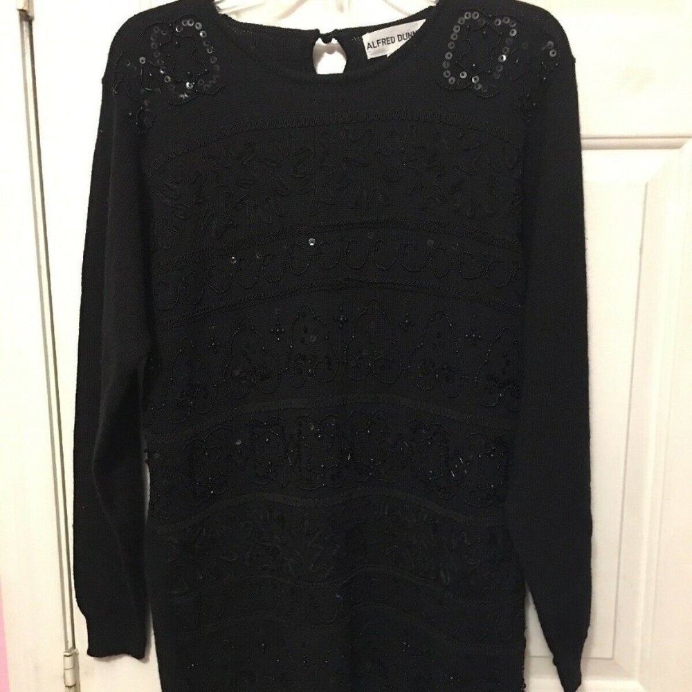 Alfred Dunner Size Medium Womens Acrylic Wool Black Sweater